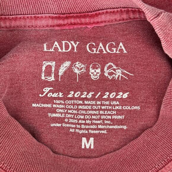 Lady Gaga Tour Shirt Medium Mayhem Ball Skull Killah Concert Merch 2025 Raw Hem - Picture 3 of 10